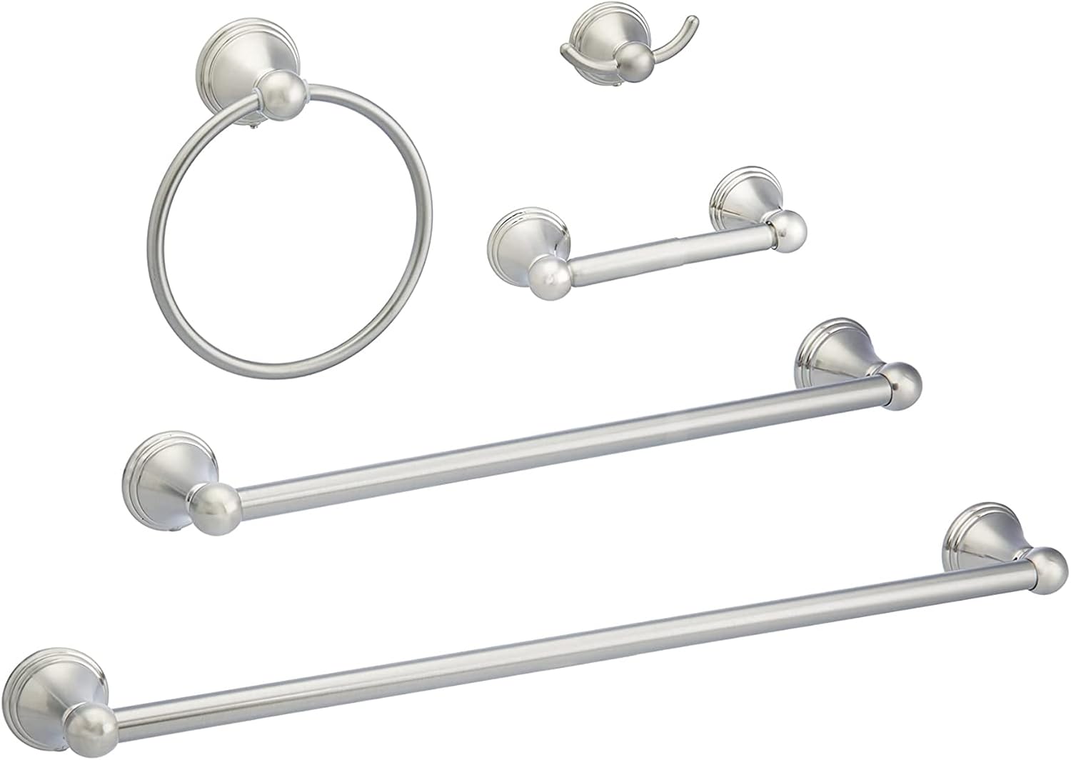 5 Piece Satin Nickel Bathroom Set - Complete Upgrade!