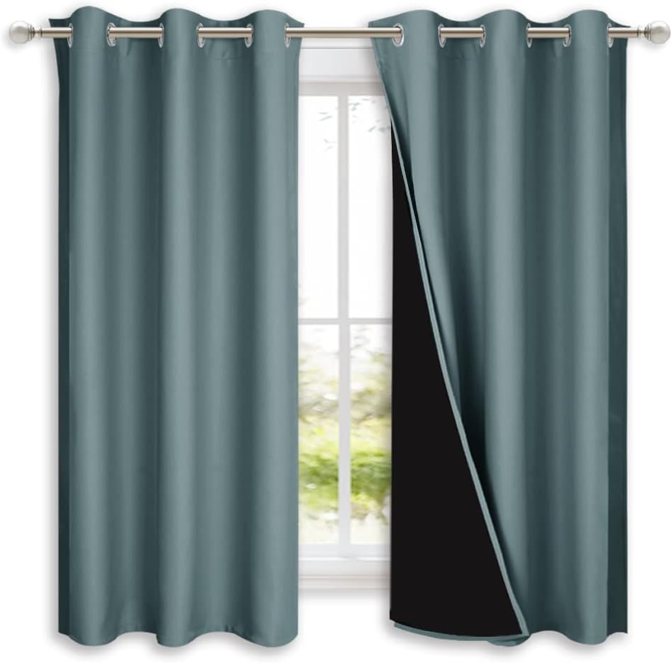 NICETOWN Greyish Blue Blackout Curtains for Complete Darkness