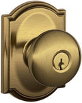 SCHLAGE Plymouth Knob Keyed Entry Lock in Antique Brass - Durable Home