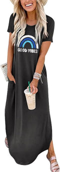 ANRABESS Women's Split Maxi Summer Beach Dress - Casual Loose Fit