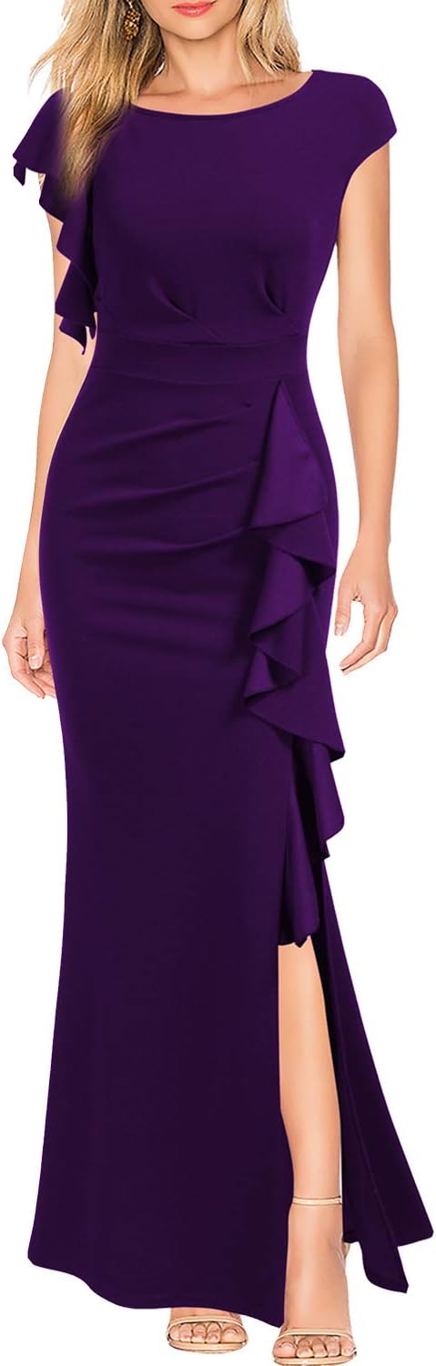 WOOSEA Women's Split Bodycon Mermaid Evening Cocktail Dress