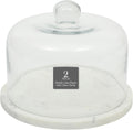 Gibson Elite Ridgehaven 11in Marble Cake Stand with Glass Cloche
