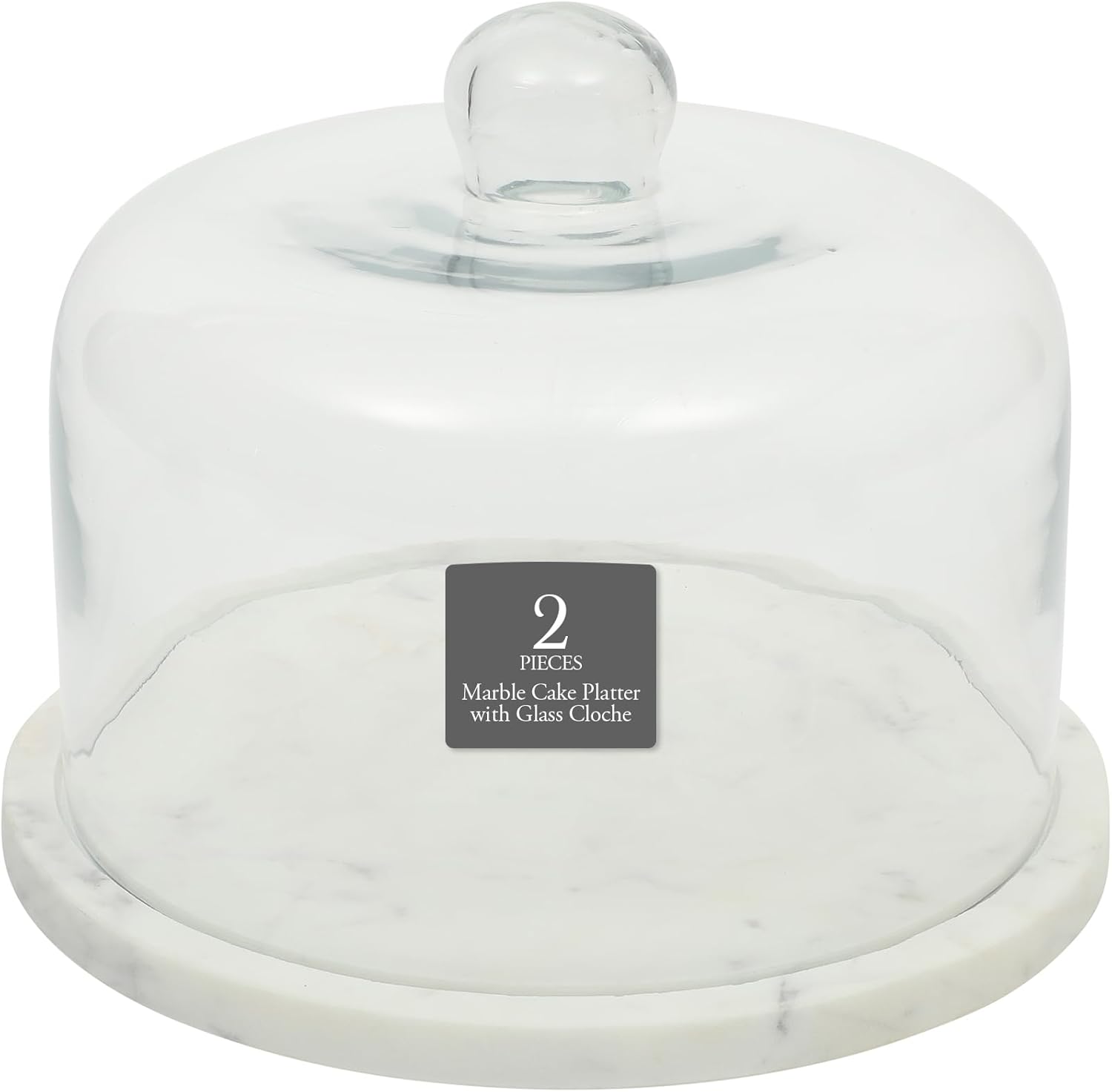 Gibson Elite Ridgehaven 11in Marble Cake Stand with Glass Lid