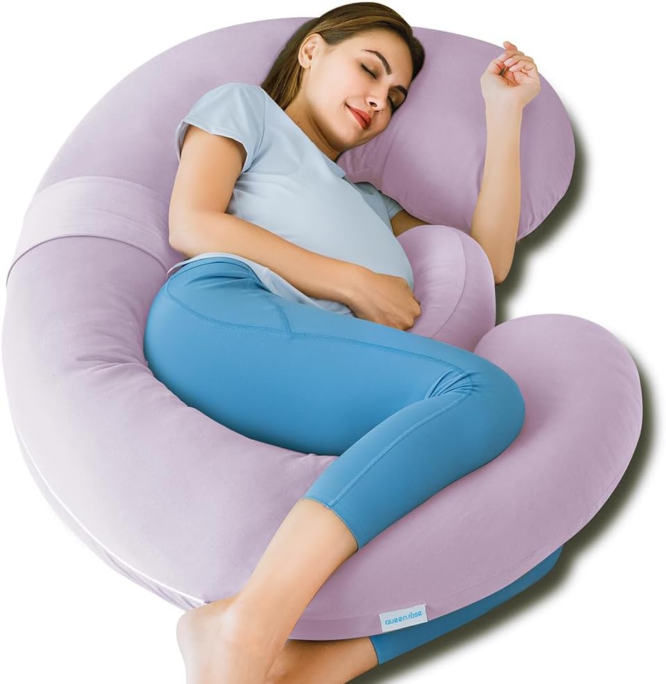 Cooling Pregnancy Pillow for Side Sleepers with Wedge Support