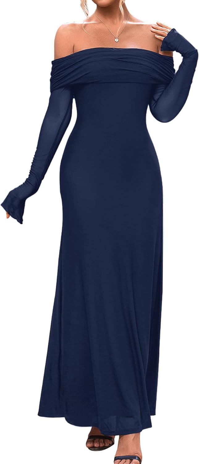 KUTUMAI Off Shoulder Bodycon Maxi Dress for Elegant Events