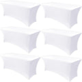 Stretch Spandex 6 Pack Table Covers for 6 ft Tables - White 72in