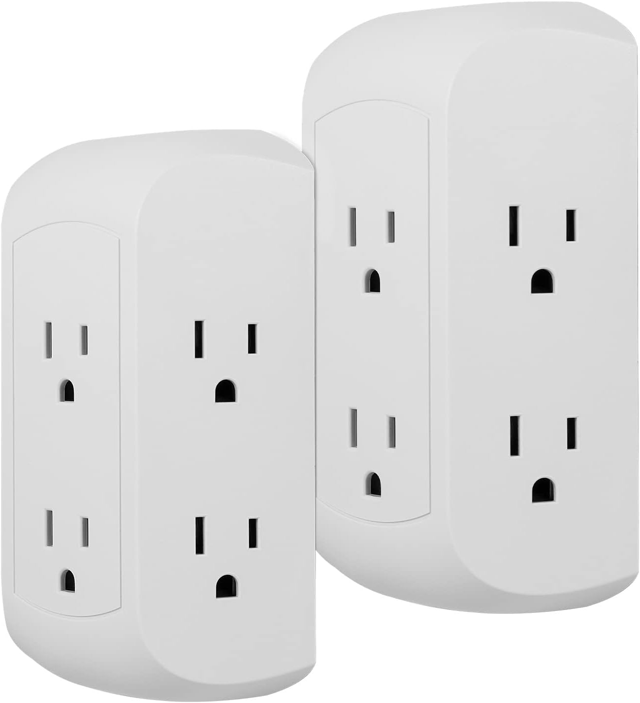 GE 6-Outlet Surge Protector 2 Pack - Space Saving Charging Station