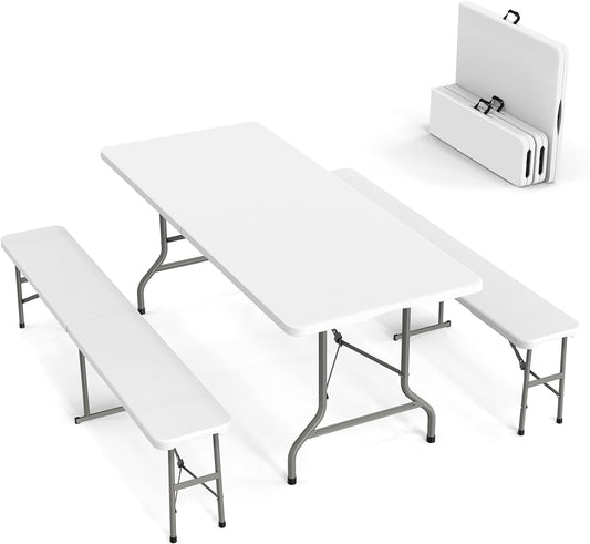 VINGLI 6ft Picnic Table Set: Indoor/Outdoor Folding Furniture