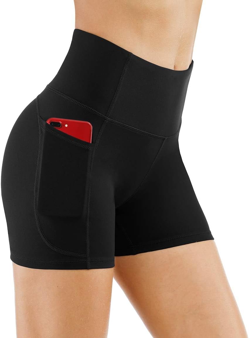 High Waist Yoga Shorts - Tummy Control, Deep Pockets!
