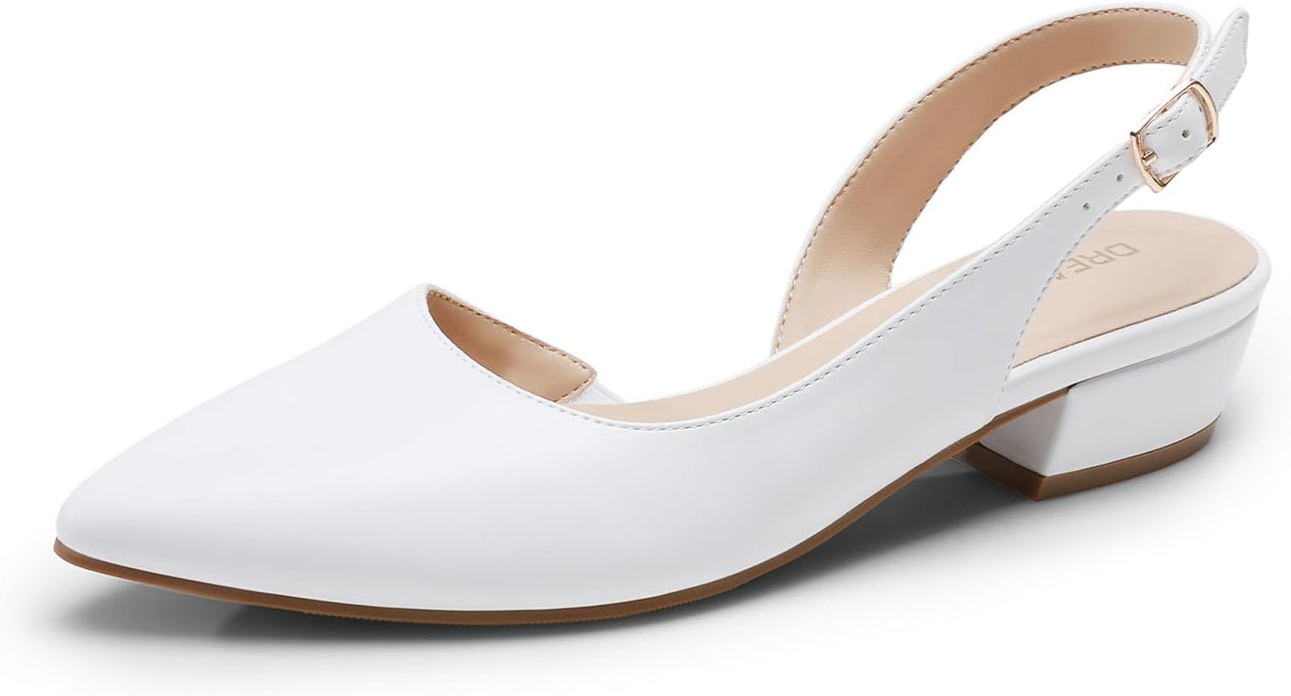 Elegant Slingback Kitten Low Block Heels for Women Dress Shoes