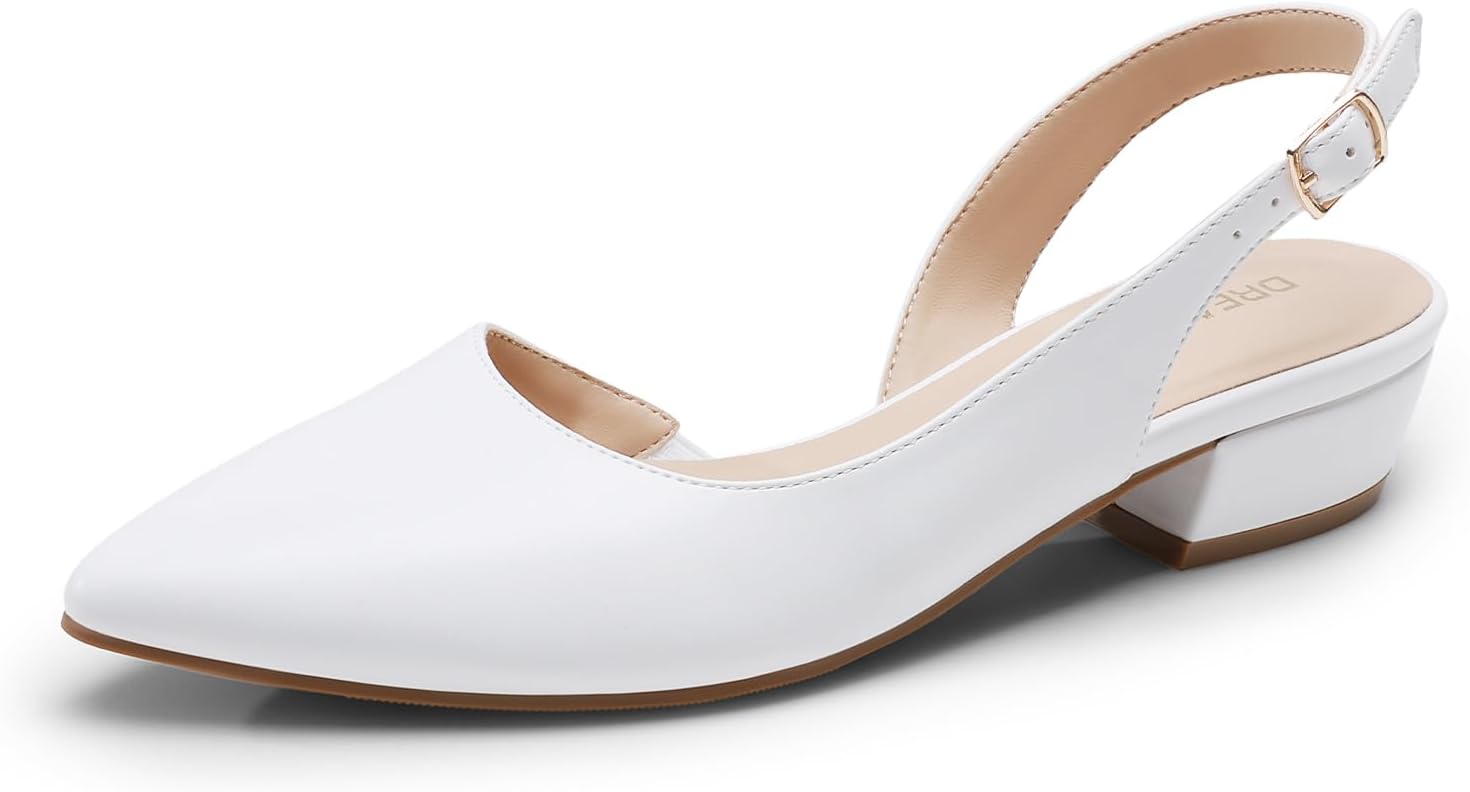 Elegant Slingback Kitten Low Block Heels for Women Dress Shoes
