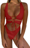 Fashionable Backless Monokini Swimsuit for Women with Lace Up