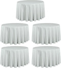 LTC LINENS 5 Pack 108 in Round Tablecloths Silver - Floor Length