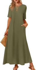 MEROKEETY Women's 2025 Summer Maxi Dress Casual Short Sleeve - Easy