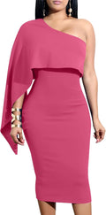 GOBLES One Shoulder Ruffle Bodycon Midi Dress - Elegant Fit