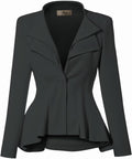 Hybrid & Company Women's Casual Work Double Lapel Peplum Blazer sharp