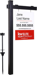 Vinyl PVC Black Real Estate Sign Post with Flat Cap 6ft - Durable