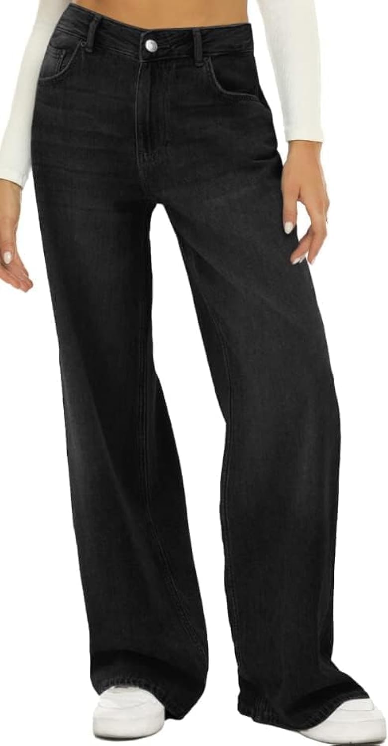 HDLTE Women Wide Leg Jeans High Waist Baggy Jean for Comfort