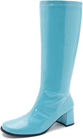 Women's Gogo Boots Knee High Block Heel Square Toe 60s Disco Costume