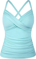 Hilor Women's Underwire Tankini Top - Tummy Control V Neck