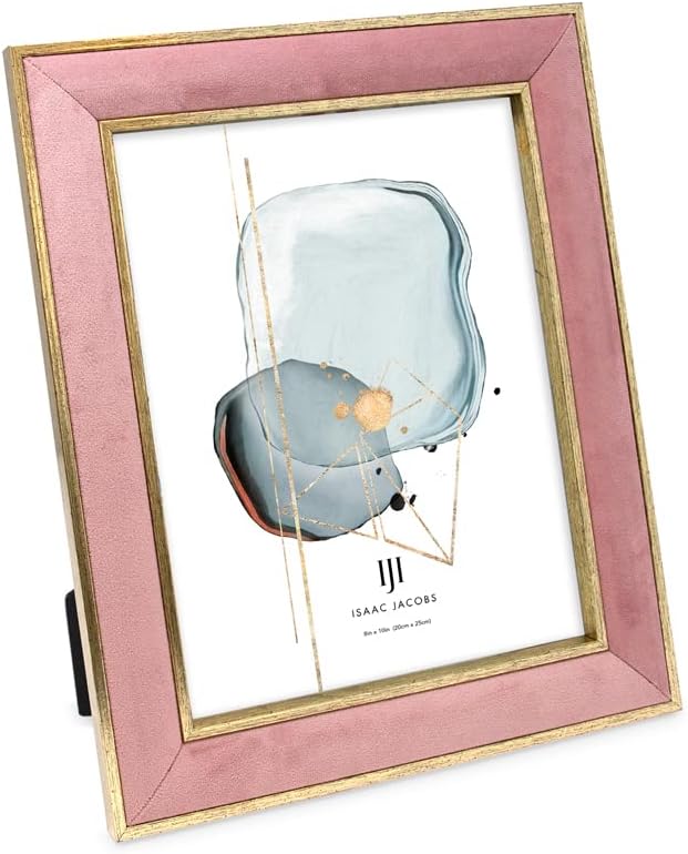 Isaac Jacobs 8x10 Pink Velvet Picture Frame with Gold Border