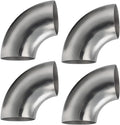 3 in 90 Degree SS304 Stainless Steel Exhaust Elbow Pipe - 4 Pack