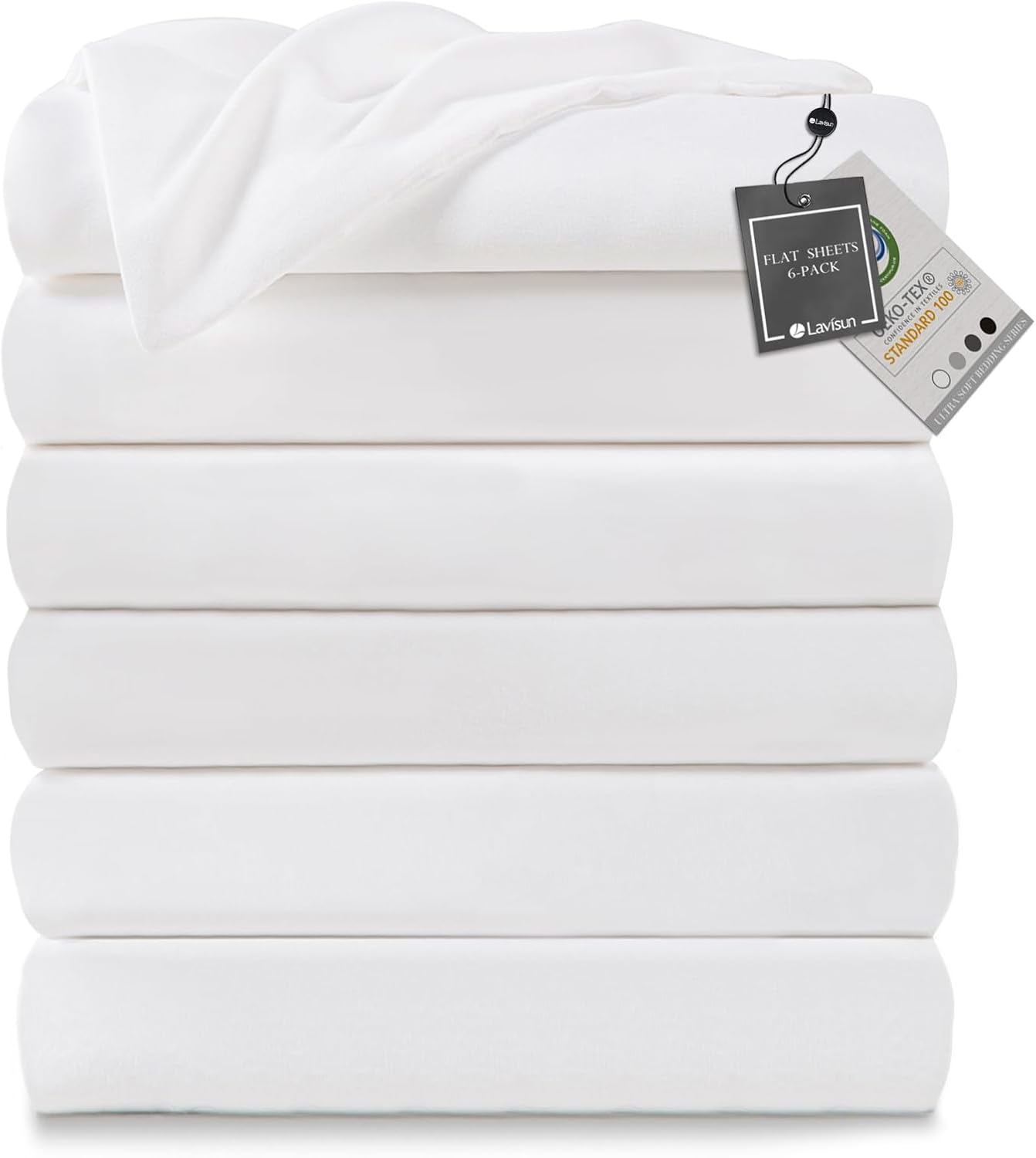 Lavisun 6 Pack Soft Flat Sheets - Versatile & Luxurious!