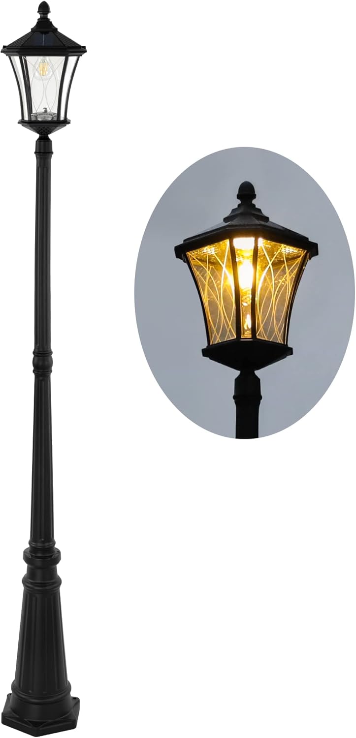 LUTEC Outdoor Solar Lamp Post Light for Vintage Garden Style