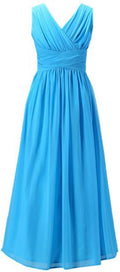 Juniors Long Bridesmaid Dress Party Dress - Elegant Chiffon Look