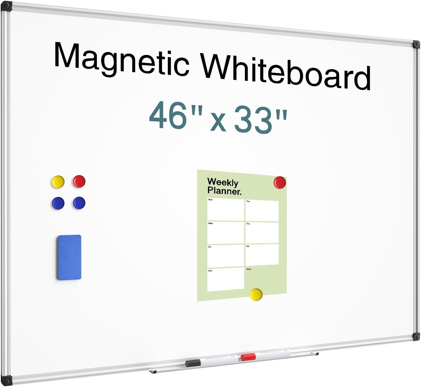 Magnetic Dry Erase Whiteboard - 46 x 33 Inch Large Board