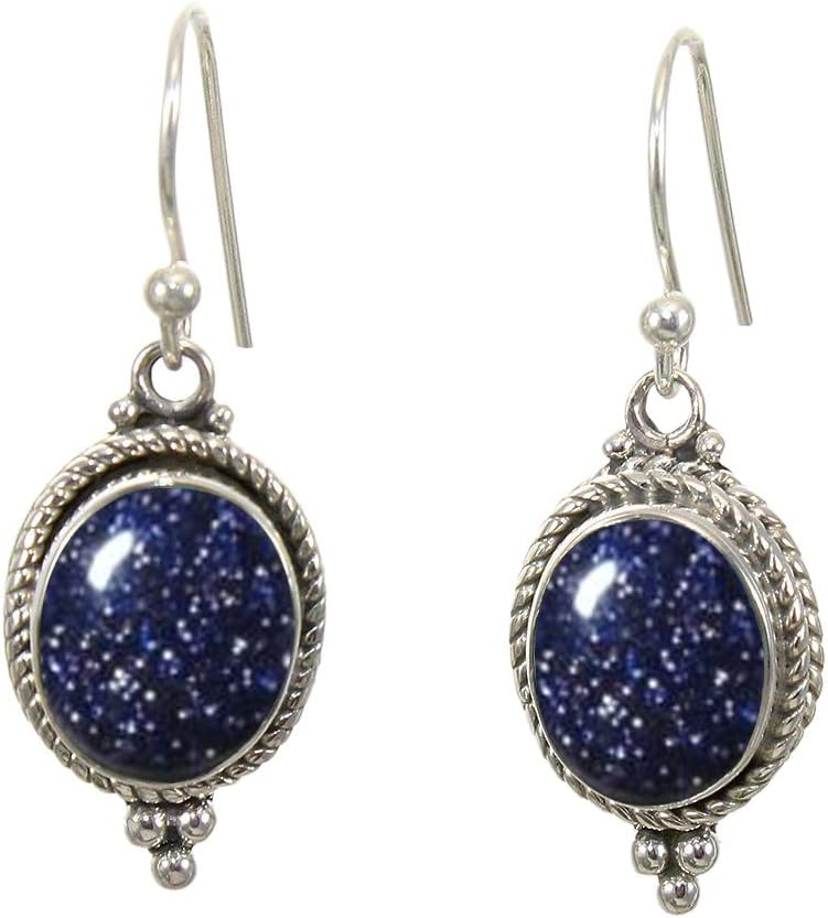 925 Sterling Silver Dangle Drop Earrings with Blue Gemstone