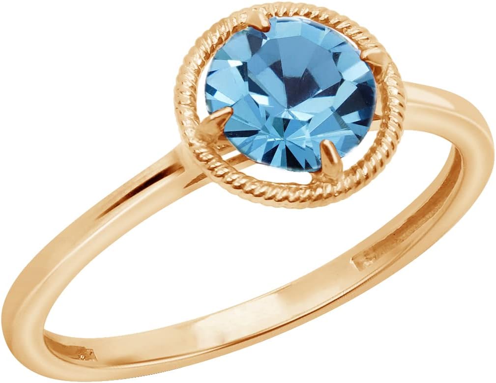 10k Gold Crystal March Birthstone Ring for Elegant Style