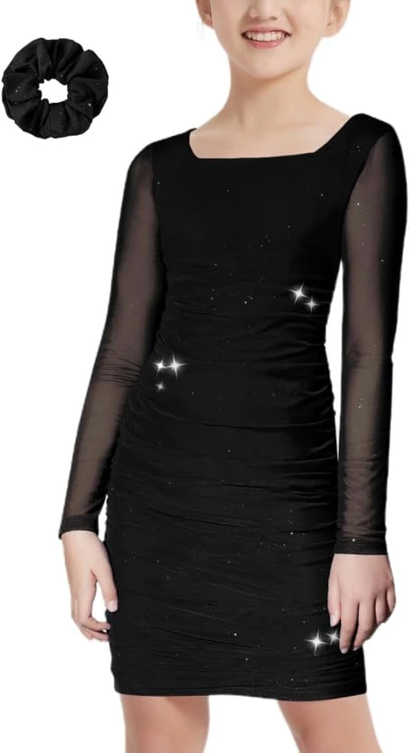 EXARUS Girls Formal Long Sleeve Bodycon Dress for Parties
