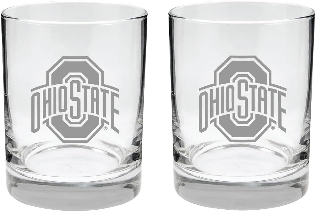 Ohio State Buckeyes 2-Sided Etched Satin Finish Glasses
