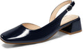 Coutgo Womens Chunky Low Heels D'Orsay Slingback Pumps (Style V9X7)