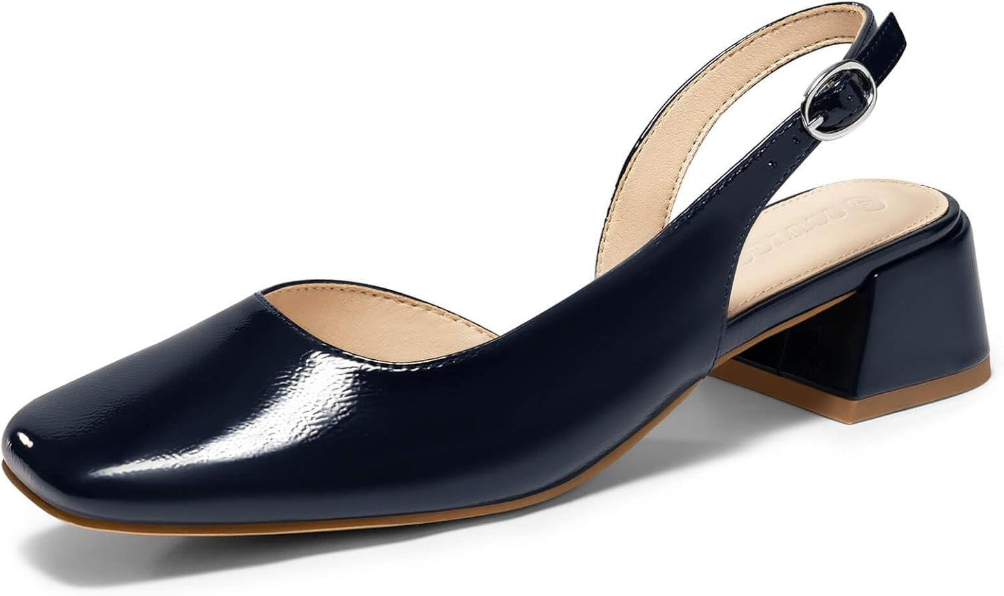 Coutgo Womens Chunky Low Heels D'Orsay Slingback Pumps Review