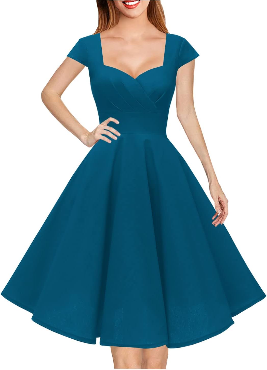 Vintage Cocktail Swing Dress with Pockets for Women