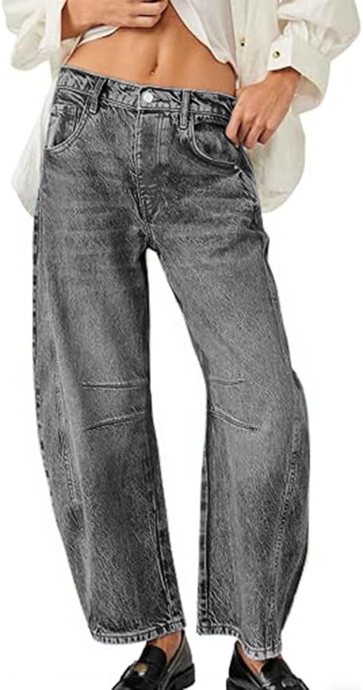 HUNGSON Women's Wide Leg Mid Rise Baggy Boyfriend Jeans