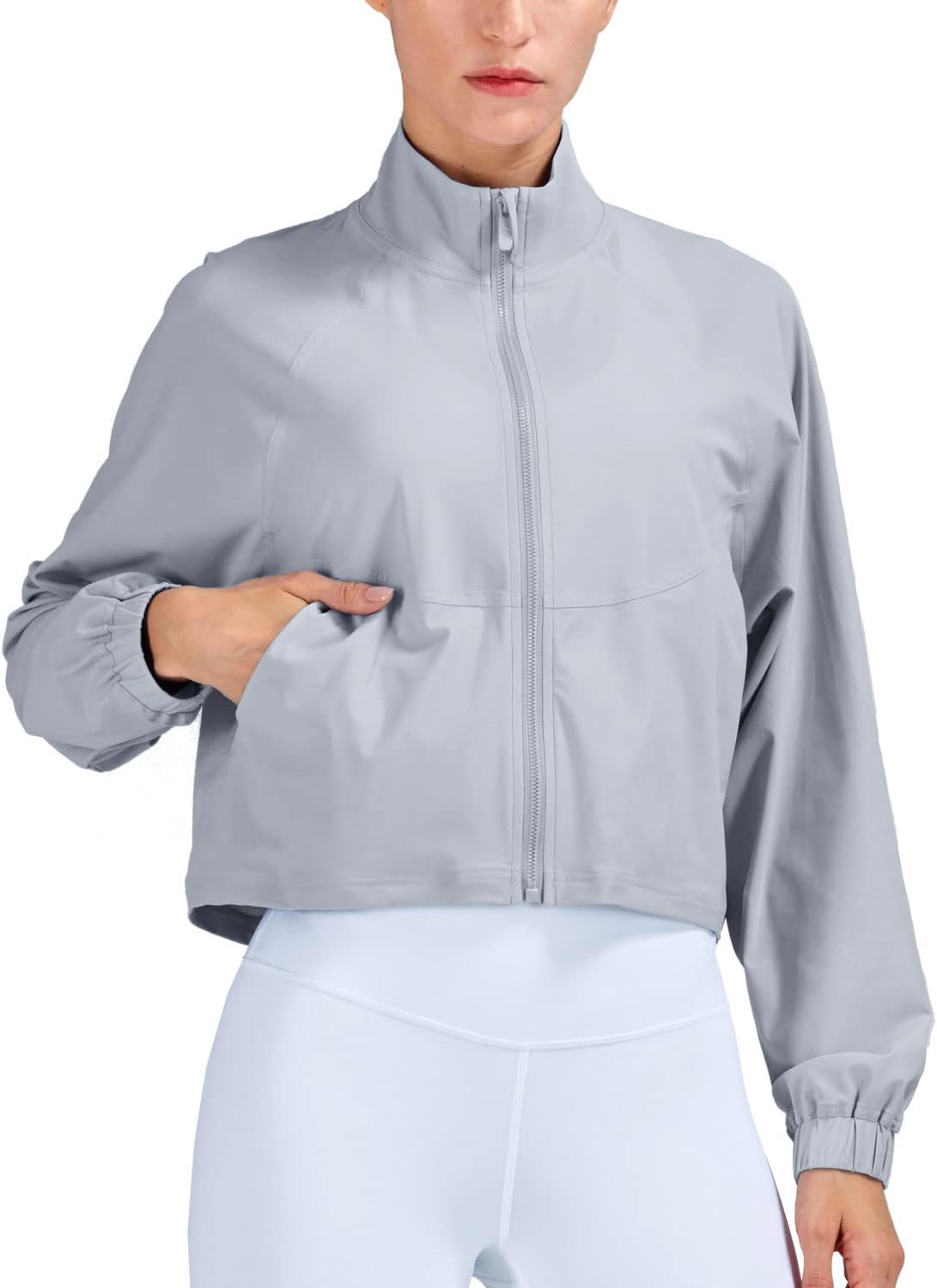 altiland Women's Athletic Running Yoga Zip Up Cropped Jacket