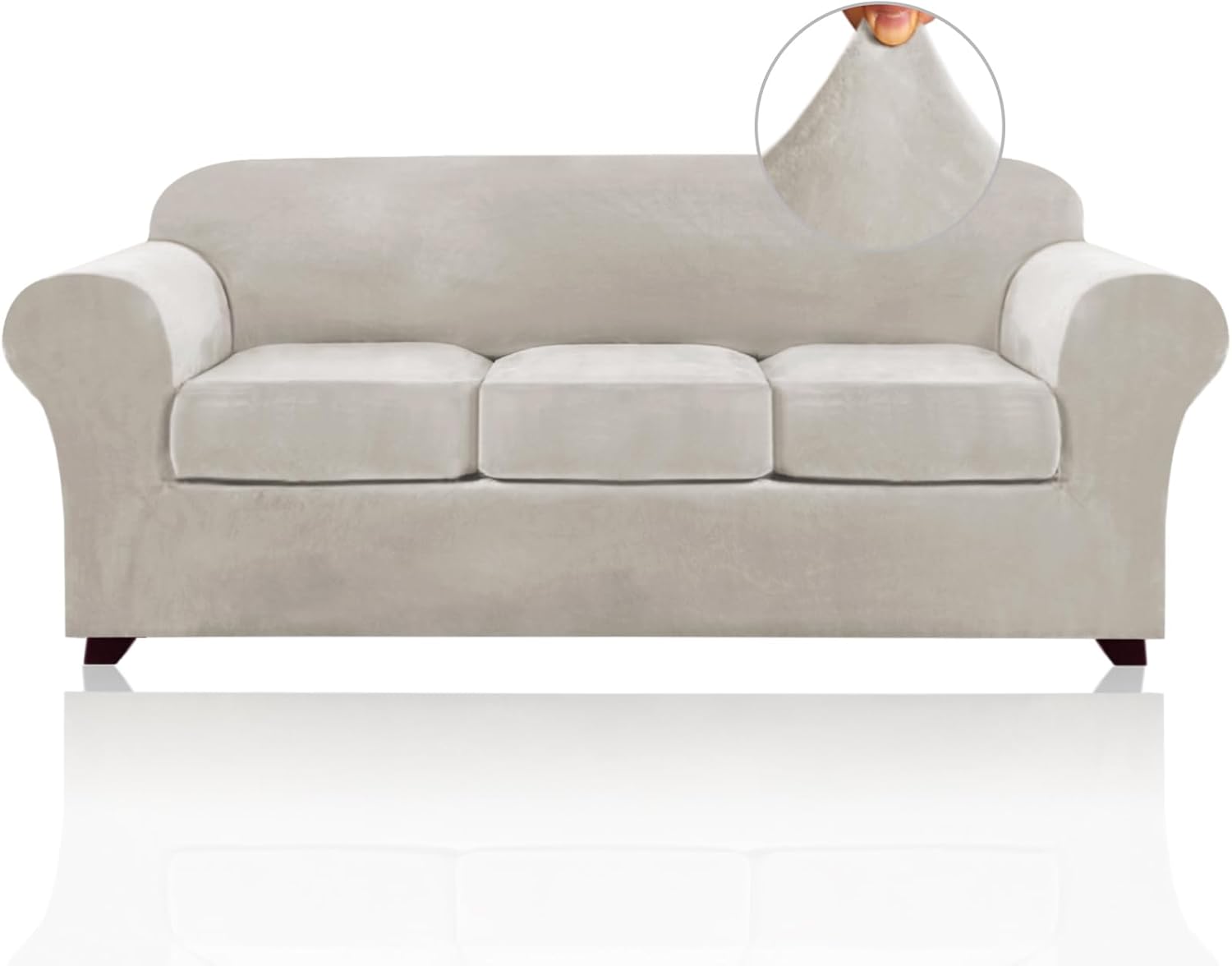 PrinceDeco Velvet Couch Covers for 3 Cushion Sofa Protection