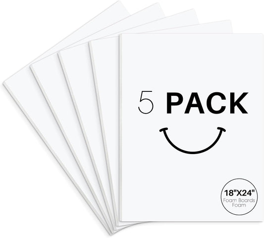 Acid Free Foam Boards 5 Pack 18x24 for Crafts and Presentations