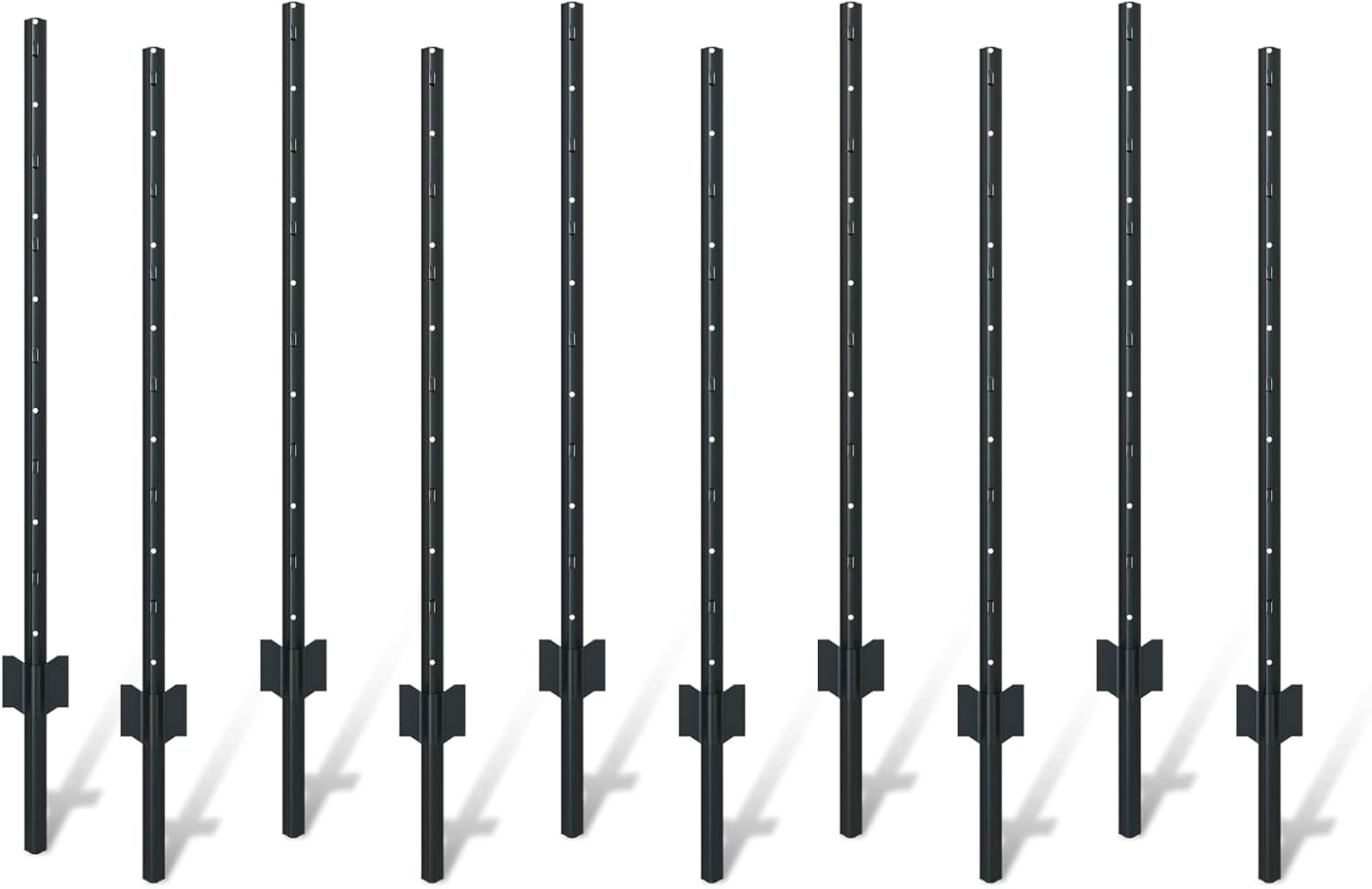 Black PVC Coated Metal Fence Posts for Easy Installation Outdoors