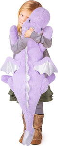 Large 37in Cute Dragon Plush Toy - Giant Purple Pterosaur Pillow