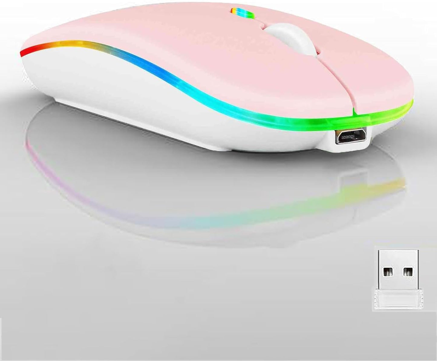 Guiheng Pink Wireless Mouse: Silent, Rechargeable, Dual Mode