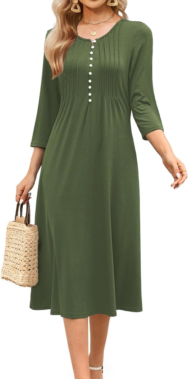 Soesdemo Long Sleeve Dress for Women with Pockets and Style