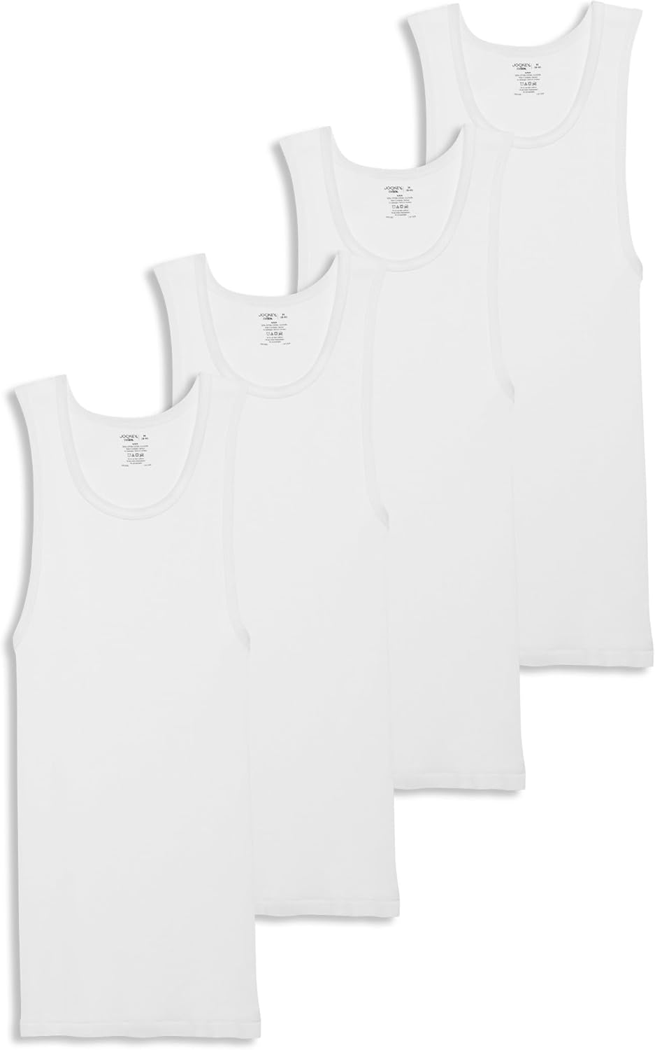 Jockey Men's 100% Cotton A-Shirt Tank - 4 Pack for Comfort