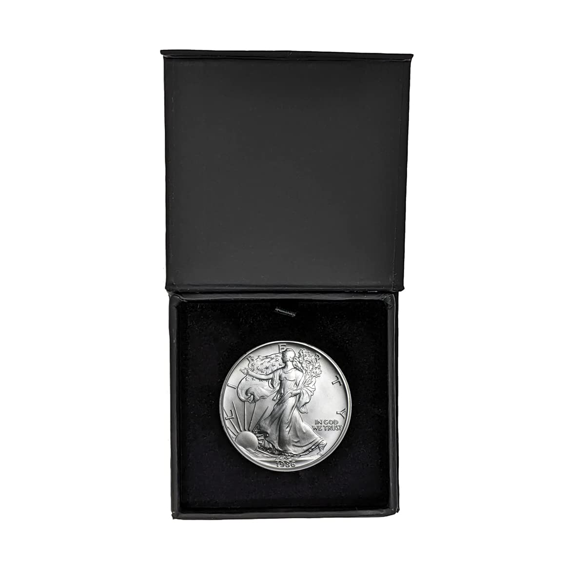 1986 U.S. Silver Eagle Coin in Black Gift Box - Uncirculated Dollar