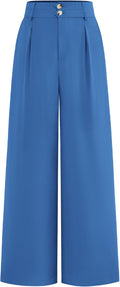 Women Wide Leg Dress Pants High Waisted Pleated - Office Ready