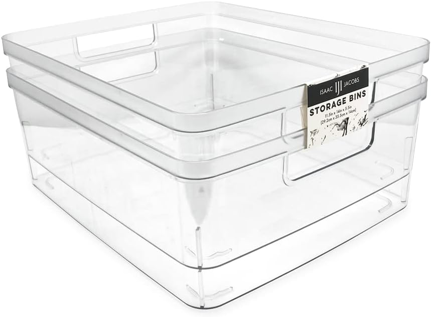 Large Clear Storage Bins for Home Organization - 2-Pack Set