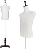 Male Mannequin Torso with Stand - Adjustable 61 to 78in Dress Form
